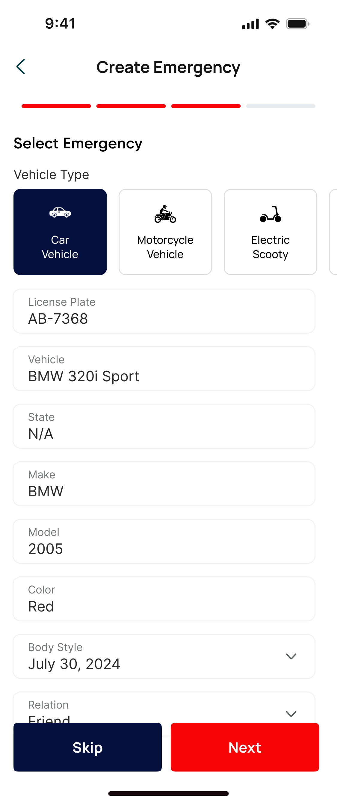 Add vehicle details if you saw one.